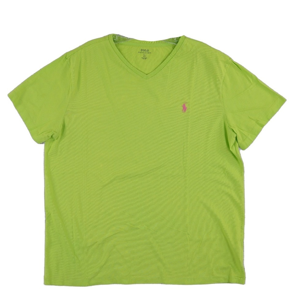 Polo Ralph Lauren T Shirt Men's Size Large Neon Green 100% Cotton Pink Pony Y2K